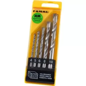 image of FAMAG 5PCS HSS Brad Point Drill Bit, S Set in Plastic Case, 1591835