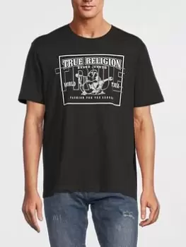 Image of TRUE RELIGION Overt Buddha Logo T-Shirt - Black, Size XL, Men