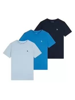 Image of Jack Wills Boys 3 Pack Short Sleeve T-Shirts - High Tide - Multi, Size 14-15 Years