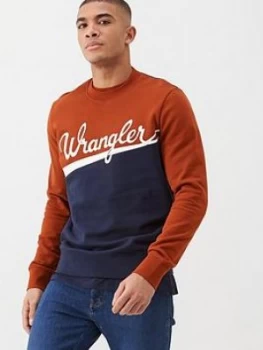 Image of Wrangler Large Logo Cut & Sew Sweat - Brown