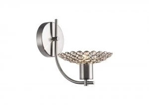 Image of Wall Lamp 1 Light Satin Nickel, Crystal