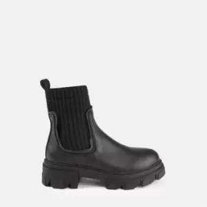 image of Missguided Knitted Panel Boots - Black