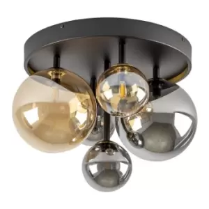 image of Schuller Dark 5 Light Globe Ceiling Light Black, Brass, 2-Tone Crystal, G9