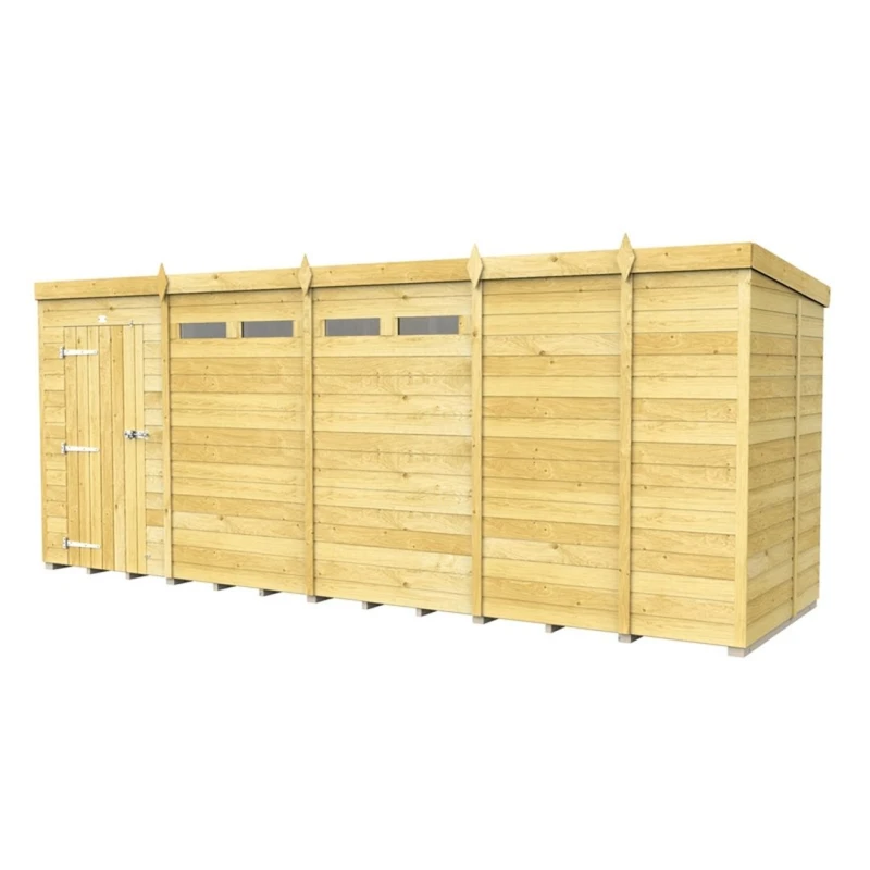 Image of Buttercup Farm 17 x 5 Feet Pent Security Shed - Single Door - L147 x W492 x H201cm in Brown Brown Unisex