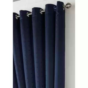 image of Essential Living Adiso Eyelet Ring Top Curtains 168cm x 183cm Navy