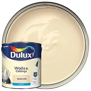 Image of Dulux Walls & Ceilings Buttermilk Matt Emulsion Paint 2.5L