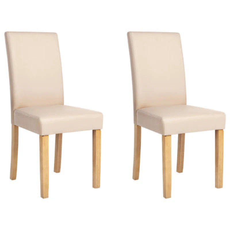 Image of Beliani Set Of 2 Dining Chairs Broadway Faux Leather Beige