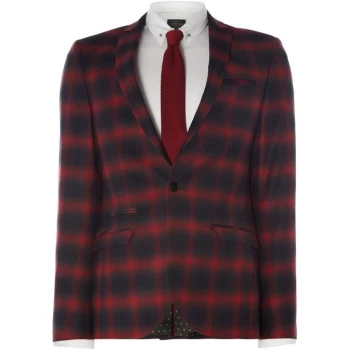 image of Label Lab Ace Notch Lapel Ombre Check Suit Jacket - Red