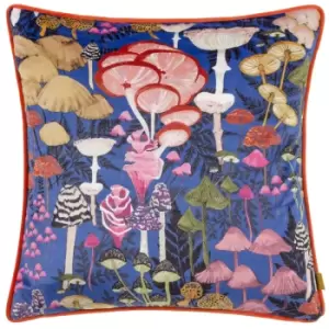 image of Amanita Mushroom Cushion Cobalt Blue, Cobalt Blue / 43 x 43cm / Polyester Filled