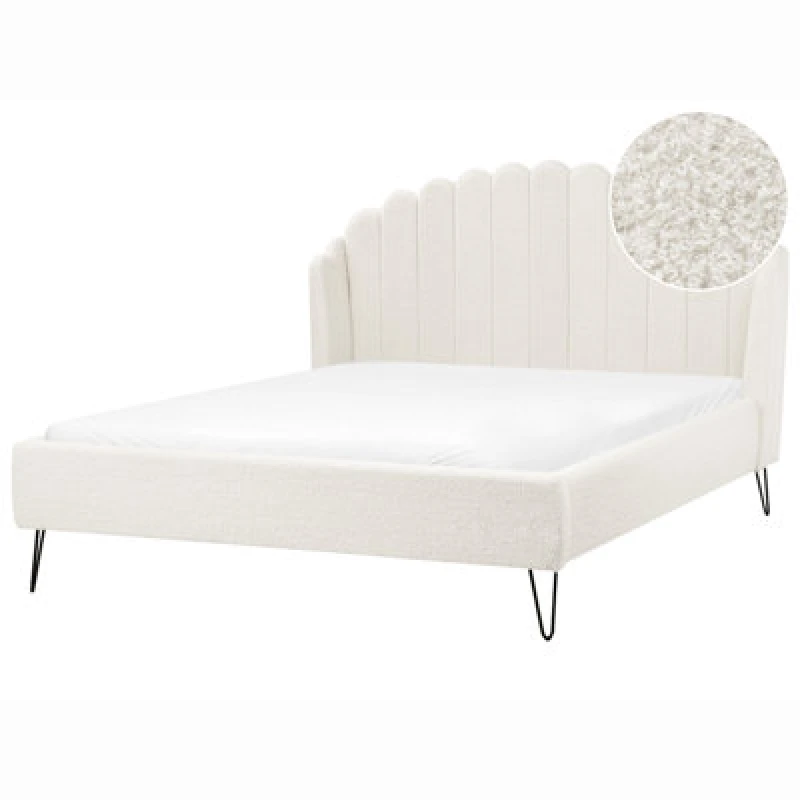 Image of Beliani Bed Boucle Ambillou 140 X 200 Cm (Eu Double) Off-White