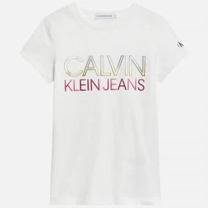 Image of Calvin Klein Jeans Girl's Gradient Logo T-Shirt - Bright White - 10 Years
