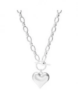 image of Mood Silver Plated Molten Heart T-Bar Pendant Necklace