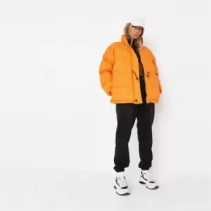 image of Missguided Toggle Puffer Jacket - Orange