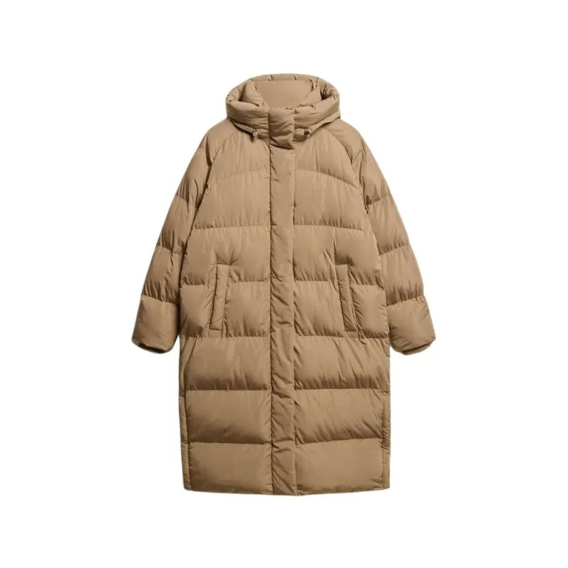 Image of Superdry Womens long hooded down jacket Superdry Marron Female S