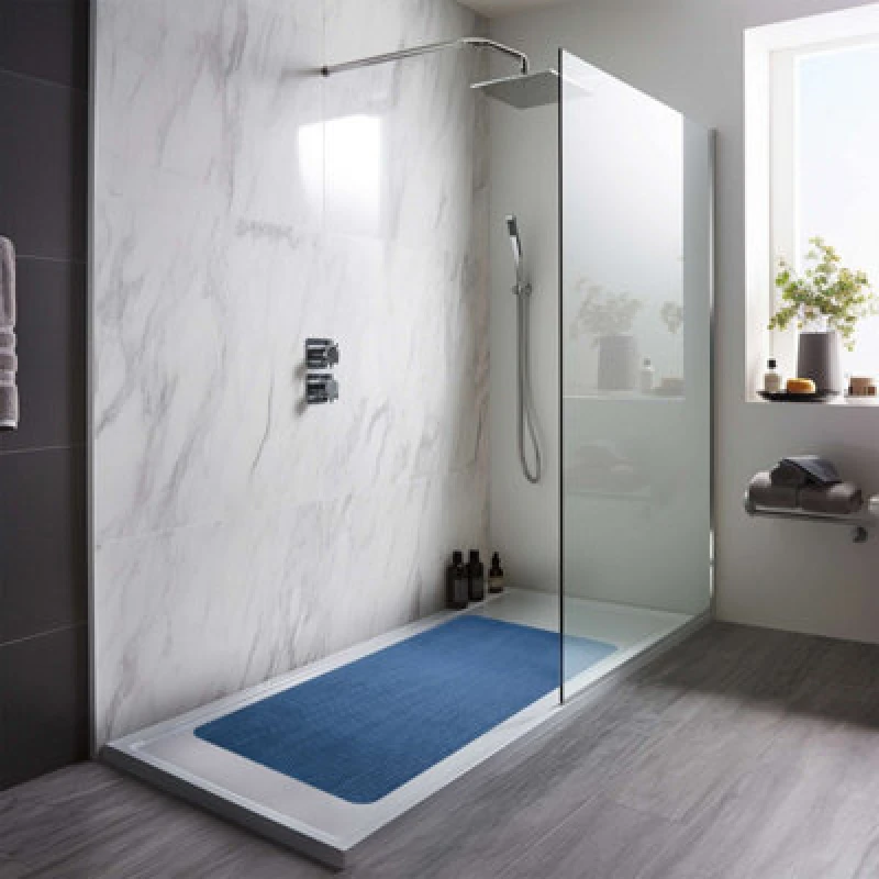 Image of Nicoman Reversible Dual-Colour Blue/green Pvc Anti Slip Shower Mat Bath Mat - Rectangular 100X40 Cm