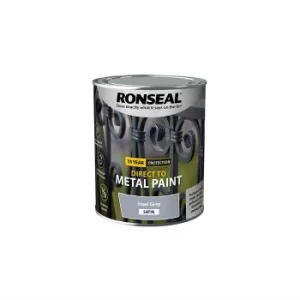 image of Ronseal Metal Paint Steel Grey Satin 750ml