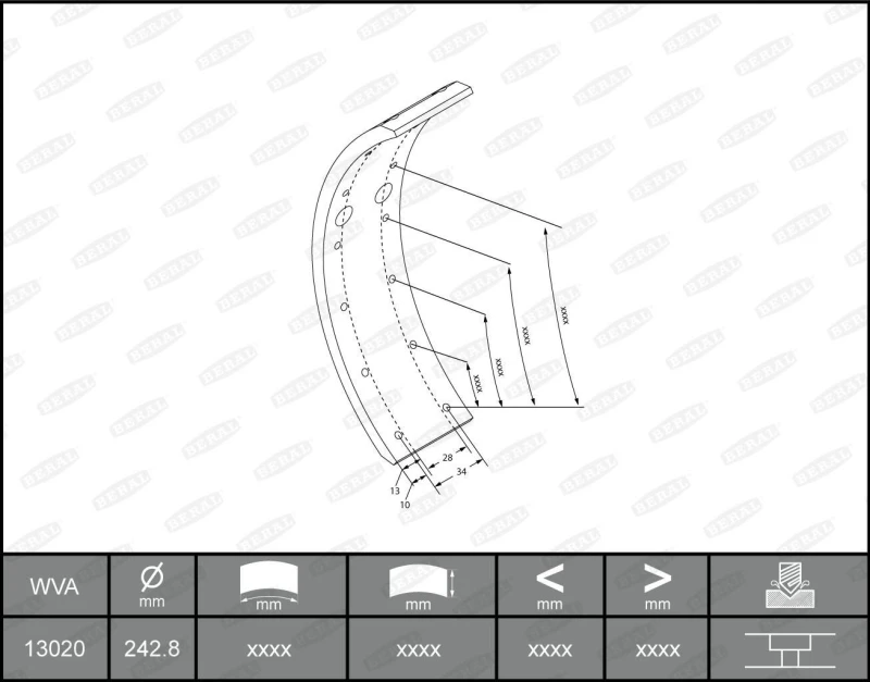 Image of Brake Lining Kit, drum brake BERAL KBL13020.0-1561
