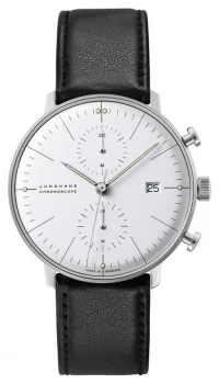 Image of Junghans Max Bill Chronoscope Automatic Black Leather Watch