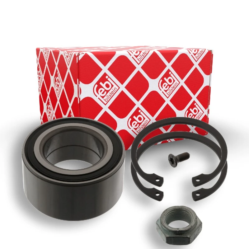 Image of FEBI BILSTEIN 05380 Wheel bearing kit with axle nut, Rear Axle Right, with retaining ring Wheel Bearing Kit (654)