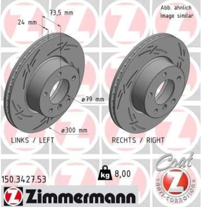 Image of ZIMMERMANN Brake disc ZIMMERMANN 150.3427.53