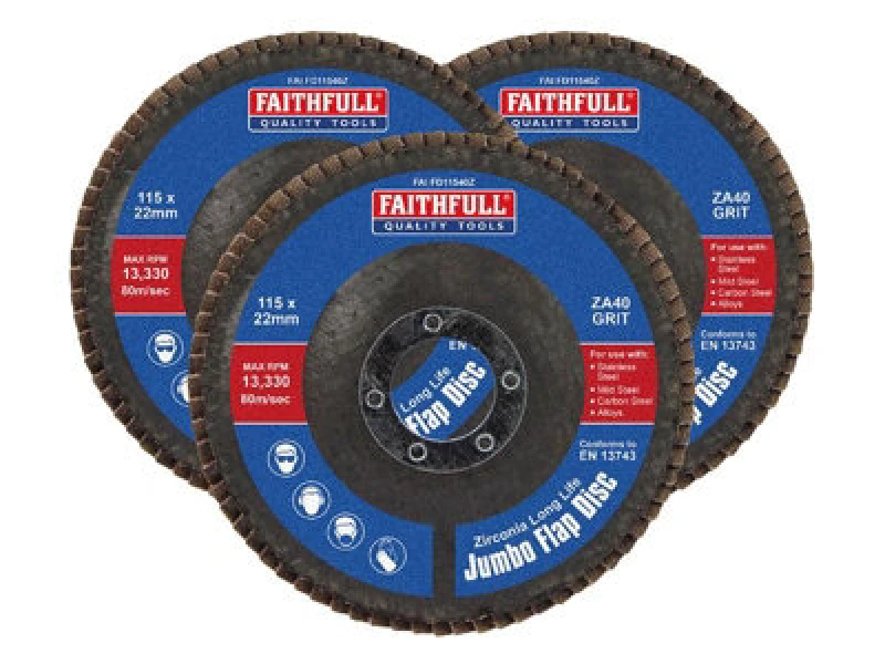 Image of Faithfull Zirconia Abrasive Jumbo Flap Disc FAIFD11540Z3 Diameter: 115mm