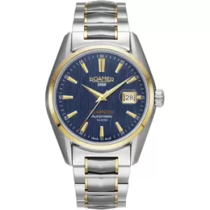 image of Mens Roamer Stainless Steel Searock Searock Automatic Blue Pattern Dial Yellow Gold Bicolour