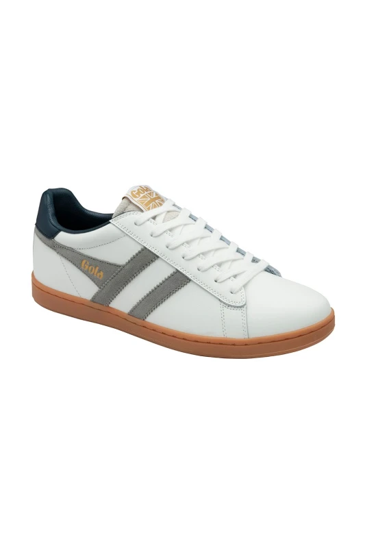 Image of Gola Classics Mens 'Equipe Suede II' Suede Lace-Up Trainers in White Size: 8 White Male 8