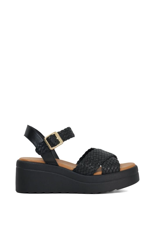Image of Dune London Womens 'Kinleys' Leather Wedges in Black Size: 7 Black Female 7