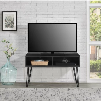 image of Alphason - Owen Black Oak TV Stand Black Hair Pin Legs For Up To 42' TVs