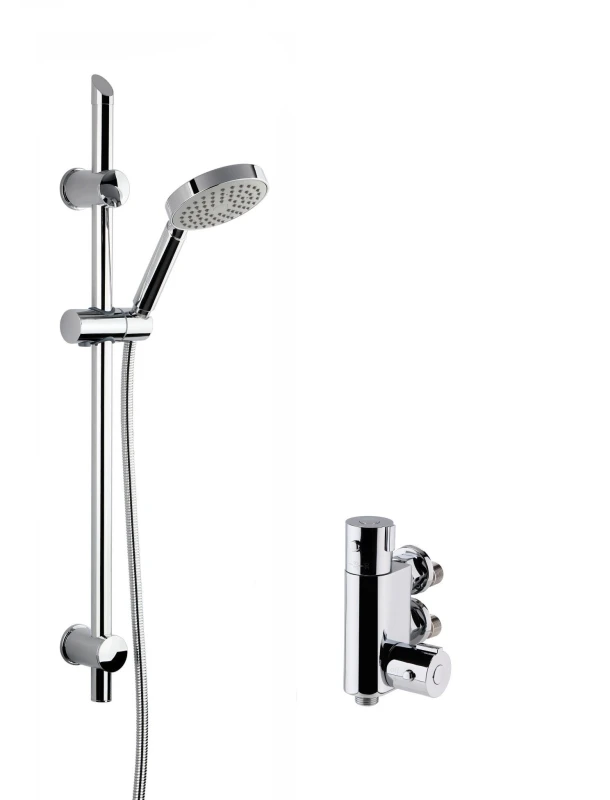 Image of Balterley Thermostatic Vertical Bar Valve Single Function Handset Slider Rail Silver unisex