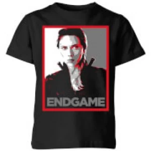 Image of Avengers Endgame Black Widow Poster Kids T-Shirt - Black - 11-12 Years