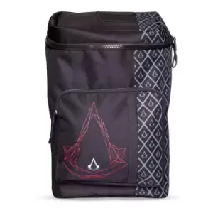 Image of Assassins Creed Crest with All-over Pattern Print Deluxe Backpack - Black/Grey