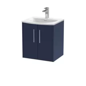 image of Hudson Reed Juno 500mm Wall Hung 2 Door Vanity & Curved Basin - Electric Blue