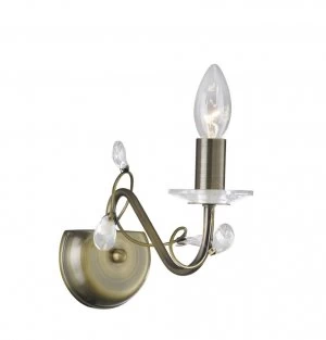 Image of Wall Lamp 1 Light Antique Brass, Crystal (SHADE SOLD SEPARATELY)