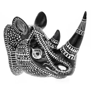 image of Aztec Rhino Head Black Ornament