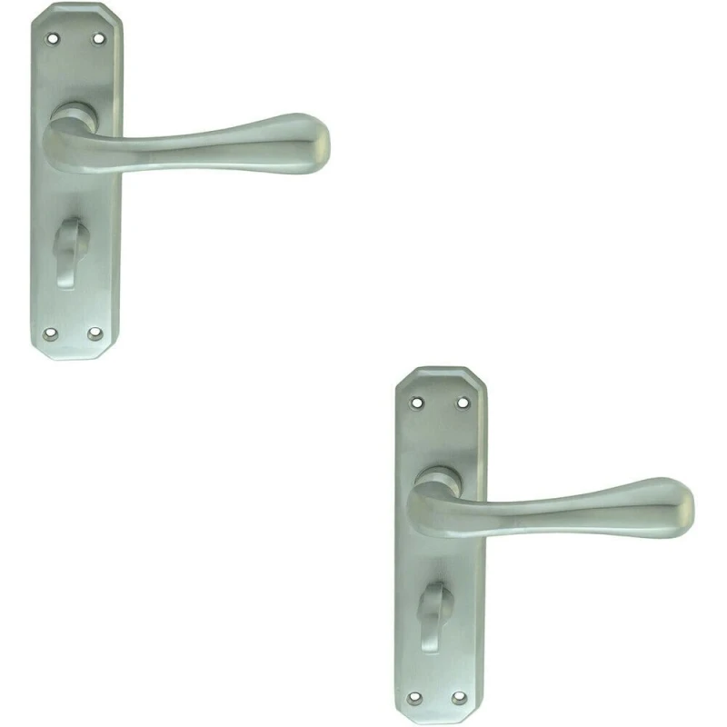 Image of Loops 2x PAIR Heavy Duty Handle on Angular Bathroom Backplate 180 x 40mm Satin Chrome Multi