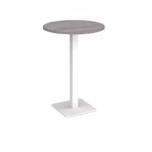 Image of Brescia circular poseur table with flat square white base 800mm - grey