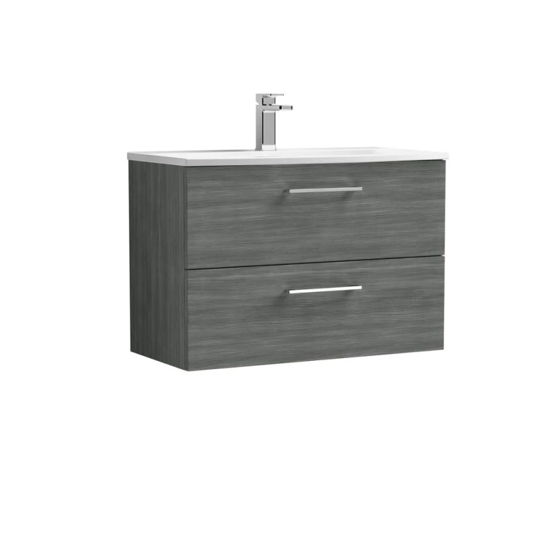 Image of Balterley Bathroom 2 Soft Close Drawer Wall Hung Vanity, Anthracite, 800mm in Grey Grey Unisex
