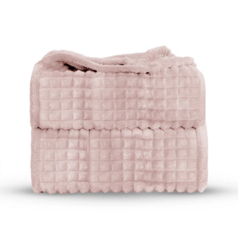 Image of Velosso Elegant Waffle Style Ribbed Thermal Plush Throw - Cosy Winter Embossed Fur Blanket For Sofa, Bed - 150Cm X 200Cm - Blush