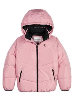 Image of Calvin Klein Jeans Girls Relaxed Padded Jacket - Berry Size 16 Years, Women