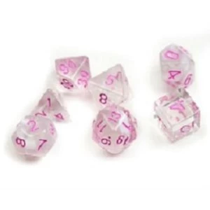 image of Sirius Dice - White Cloud & Pink Ink Polyhedral Dice Set