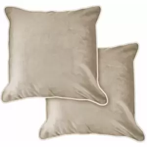 Image of Emma Barclay Chelsea Velvet Soft Touch Piped Cushion Cover, Taupe, 43 x 43 Cm