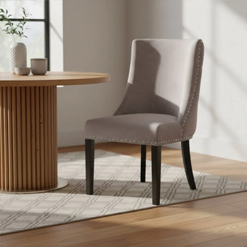 Image of Orsina Grey Velvet Chair, Curly Back Chair, Easy To Assemble Borg Chair, Comfy Office Chair
