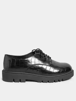 Image of Yours Extra Wide Fit Lace Up Croc Shoe, Black, Size 5Eee, Women