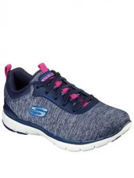 image of Skechers Flex Appeal 3.0 Trainers - Navy, Size 3, Women