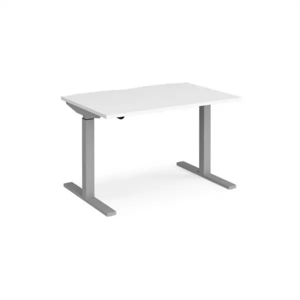 Image of Elev8 Height Adjustable Desk Rectangular Desk 1200mm White Tops With Silver Frames 800mm Depth Elev8 Mono White EVM-1200-S-WH