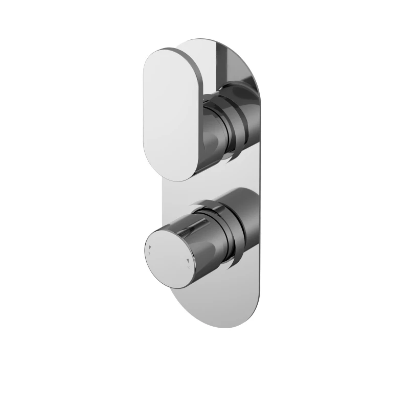 Image of Balterley Modern Twin Concealed Thermostatic Lever Handle Shower Valve Chrome Silver