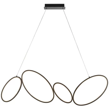 Image of Endon Collection Lighting - Endon Ovals Modern Designer 4 Ring LED Pendant Light Textured Black Finish
