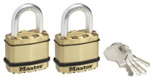 Image of Master Lock Excell 45mm Laminated Padlock - Pack of 2.