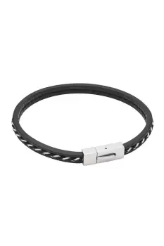Image of Black Recycled Leather & Microfibre Cord Bracelet 22cm
